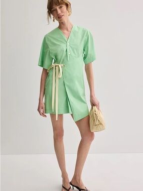 Light Green Tie-Waist Mini Dress